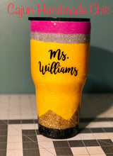 Load image into Gallery viewer, Pencil Design Glittered Stainless Tumbler