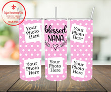 Load image into Gallery viewer, Blessed NANA Polka Dot Skinny Tumbler - ADD YOUR OWN PHOTOS