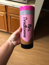 Load image into Gallery viewer, Pencil Design Glittered Stainless Tumbler
