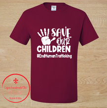 Load image into Gallery viewer, Save Our Children #EndHumanTrafficking Adult Unisex Tee