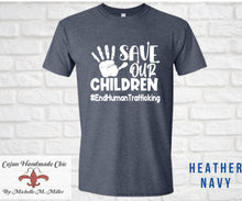 Load image into Gallery viewer, Save Our Children #EndHumanTrafficking Adult Unisex Tee