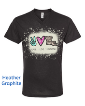 Load image into Gallery viewer, Peace Love Louisiana V Neck Bleached Adult Unisex Tee