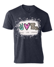 Load image into Gallery viewer, Peace Love Louisiana V Neck Bleached Adult Unisex Tee