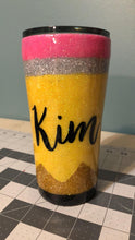 Load image into Gallery viewer, Pencil Design Glittered Stainless Tumbler
