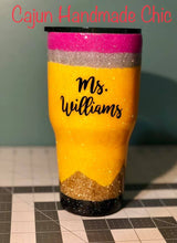 Load image into Gallery viewer, Pencil Design Glittered Stainless Tumbler
