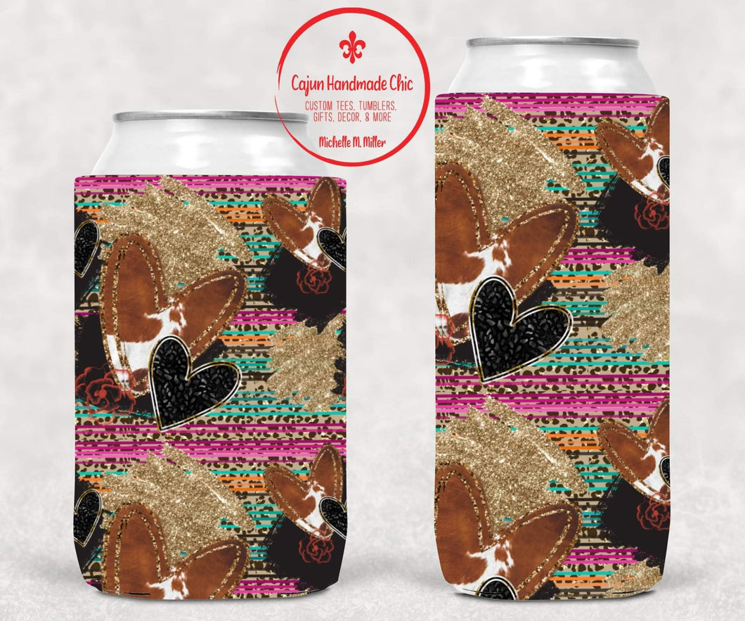 Western Theme Insulated Neoprene Can Coolie Drink Hugger