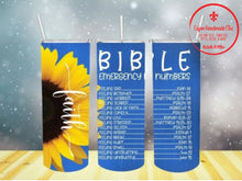 Load image into Gallery viewer, Bible Emergency Numbers Sunflower Sublimation Tumbler
