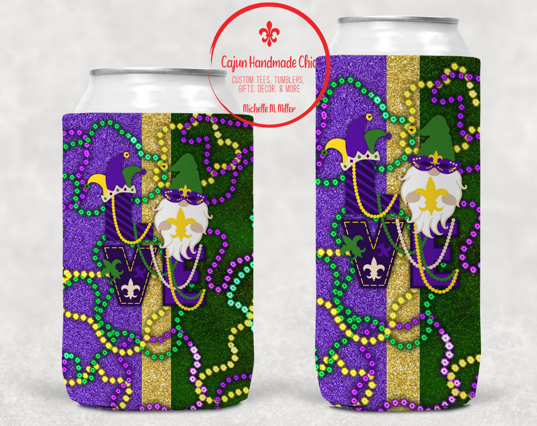 Mardi Gras Theme Insulated Neoprene Can Coolie Drink Hugger