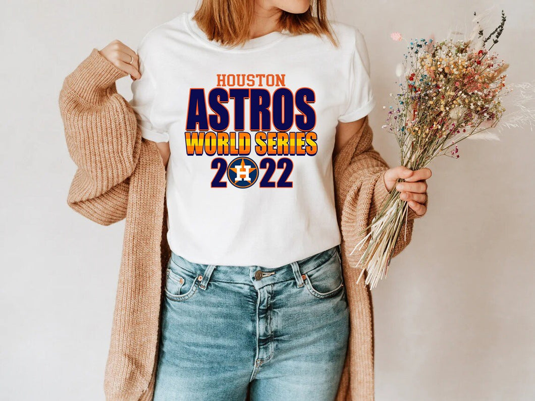 Houston Astros Adult Tee 4 Design Choices & 3 Color Choices Bleached Unisex Adult Tee