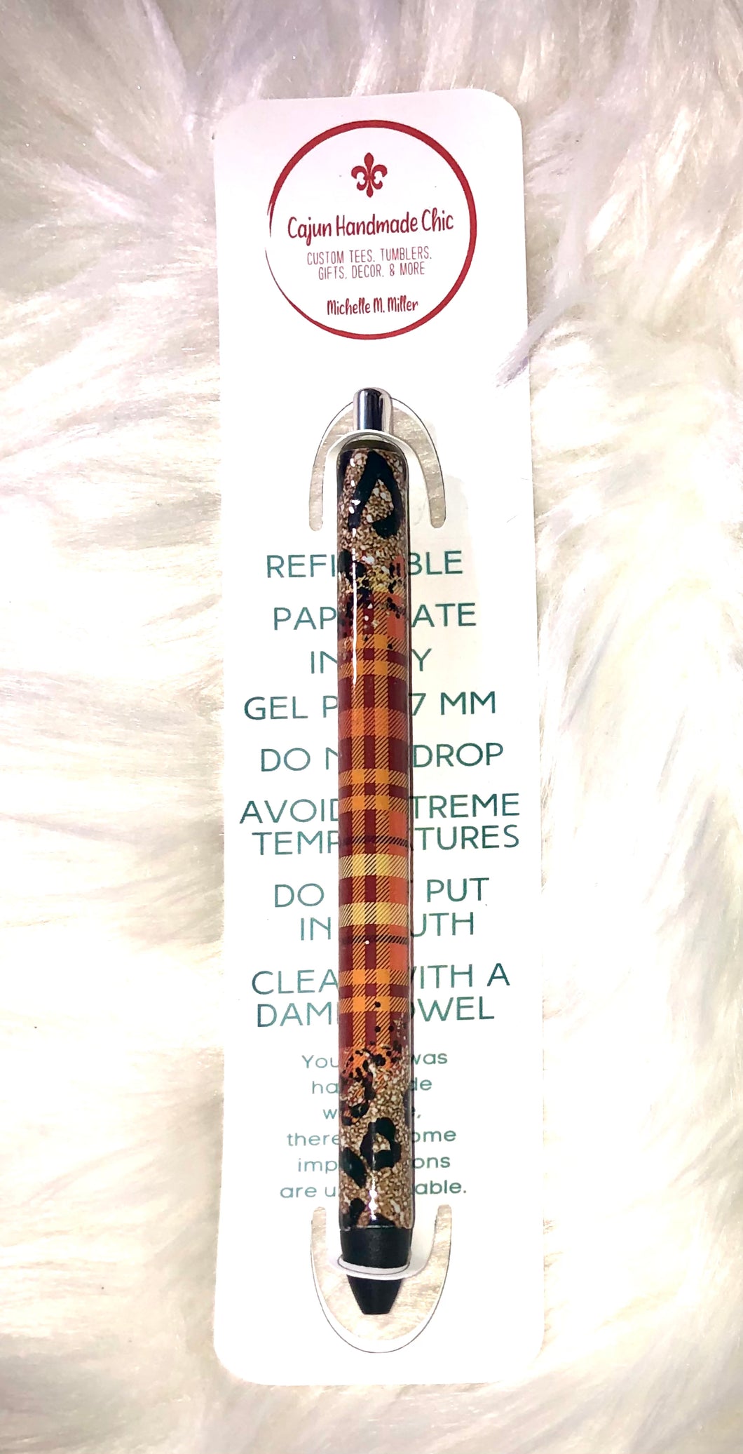 Fall/Autumn Plaid Leopard Print Custom Pen, Papermate InkJoy Gel | Accessories | Epoxy Resin Craft