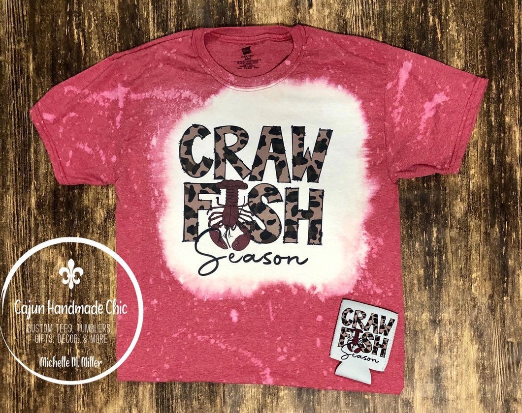 Crawfish Season Heather Red Bleached Unisex Adult Tee