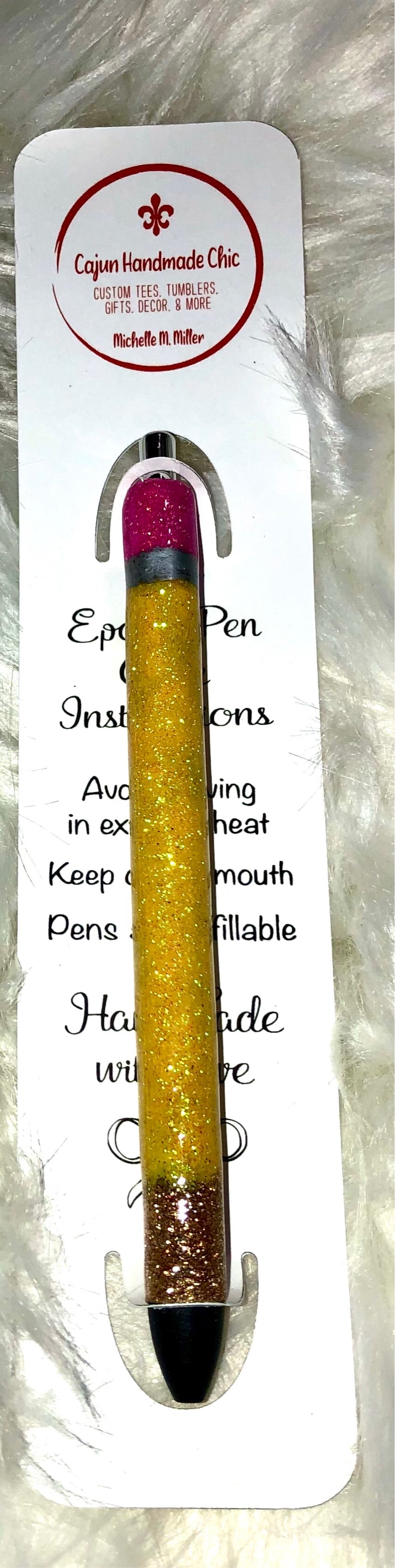 Glitter “Pencil” Gel Pen, Papermate InkJoy, School | Teacher Gift | Educator Gift | Planner Accessories | Epoxy Resin Craft