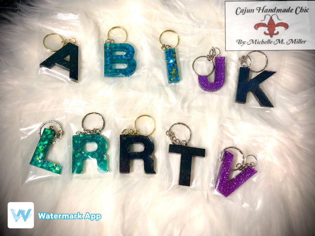 Letter Initial 2” Resin Keychains