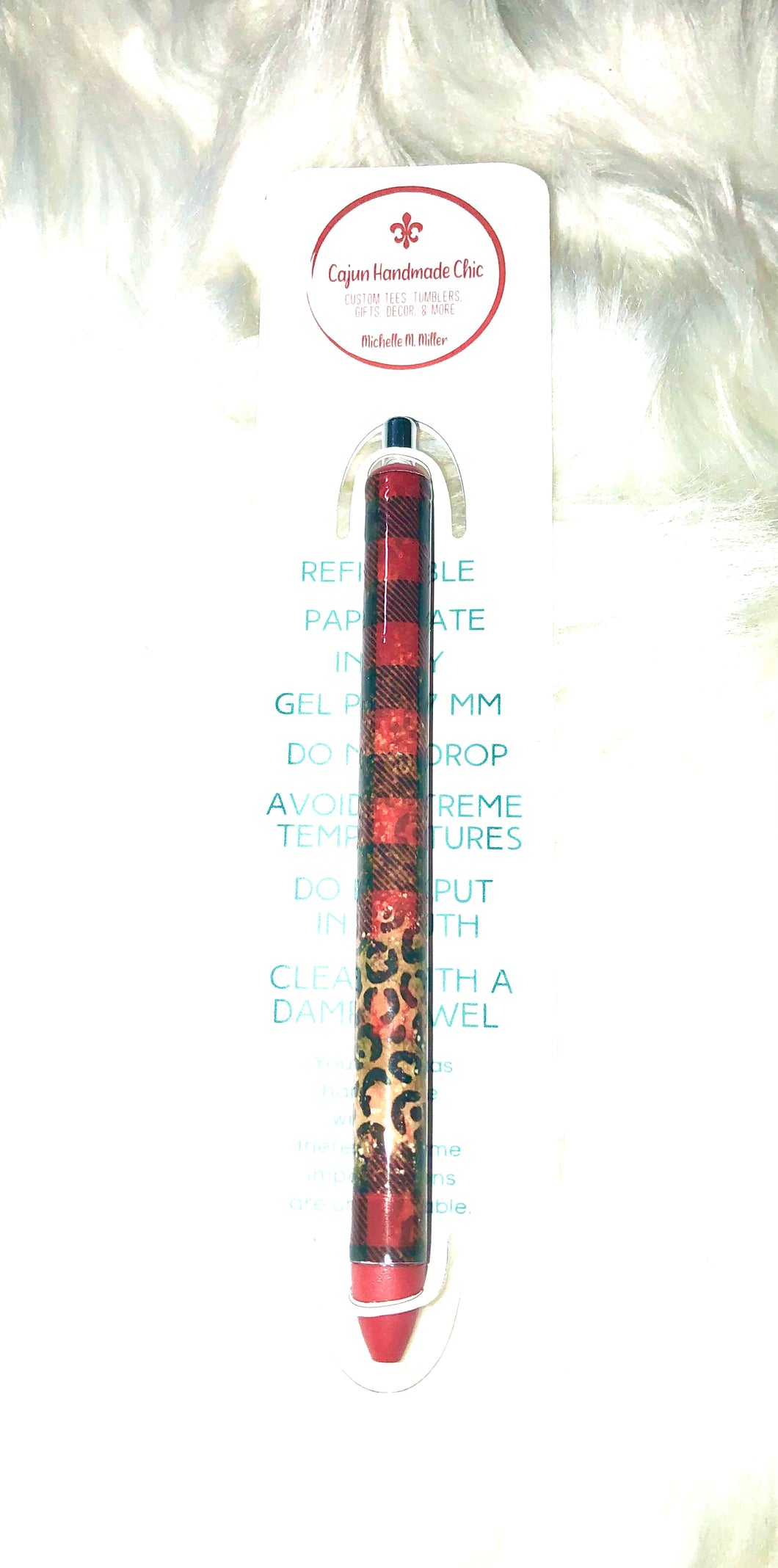 Red & Black Buffalo  Plaid Leopard Print Custom Pen, Papermate InkJoy Gel | Accessories | Epoxy Resin Craft